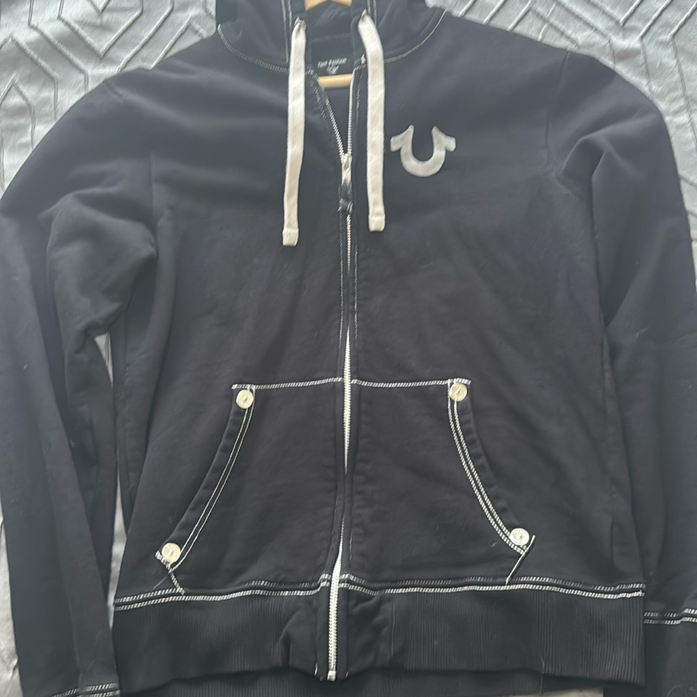 Black true religion hoodie (zip up)